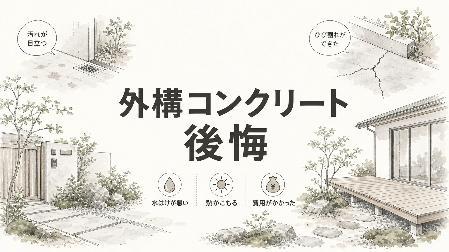 外構コンクリートで後悔しないために知っておきたい6つの事実のアイキャッチ画像