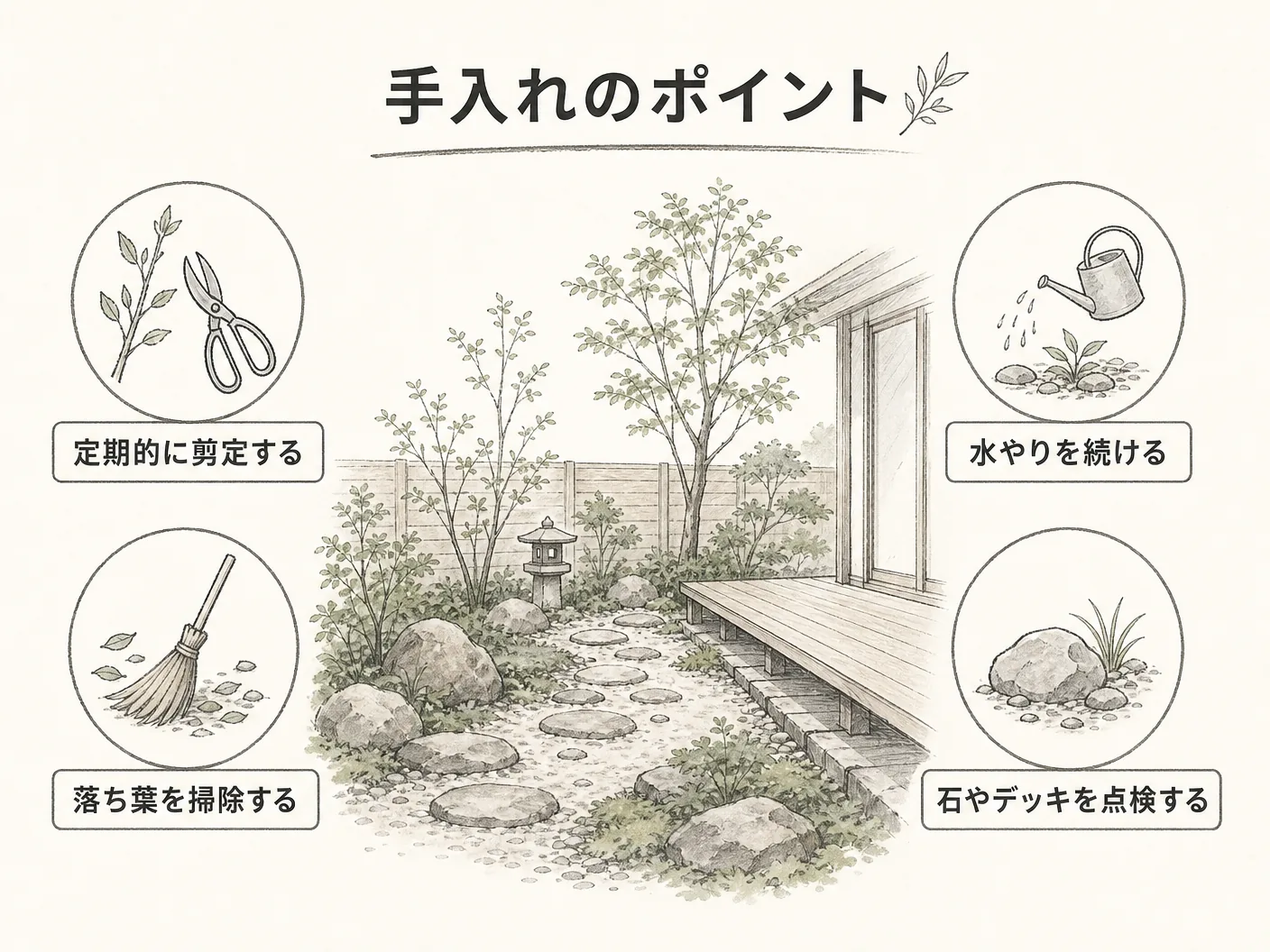 ジューンベリー 後悔の手入れのポイントを表す図解イラスト